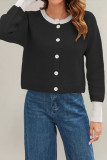 Round Neck Single Row Button Knit Cardigan