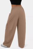 High Waisted Solid Color Pleated Wide Leg Pants