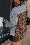 Leopard Print POLO Neck Long Sleeved Shirt