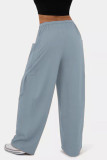 High Waisted Solid Color Pleated Wide Leg Pants