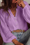 Hollow Lace V-Neck Long Sleeved Shirt