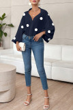 Polka Dot Printed Bubble Long Sleeved Shirt