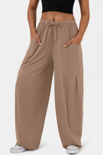 High Waisted Solid Color Pleated Wide Leg Pants