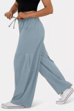 High Waisted Solid Color Pleated Wide Leg Pants