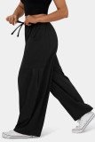 High Waisted Solid Color Pleated Wide Leg Pants