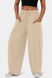 High Waisted Solid Color Pleated Wide Leg Pants