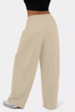 High Waisted Solid Color Pleated Wide Leg Pants