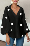 Polka Dot Printed Bubble Long Sleeved Shirt