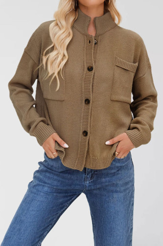 Solid Color Long Sleeved Cardigan Jacket Sweater