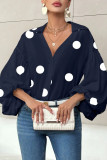 Polka Dot Printed Bubble Long Sleeved Shirt