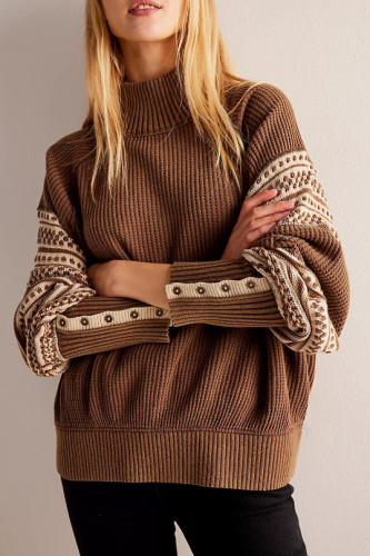 Half High Neck Long Sleeved Sweater