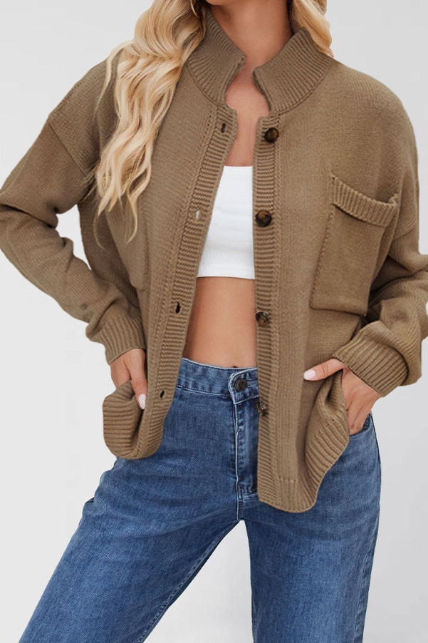 Solid Color Long Sleeved Cardigan Jacket Sweater