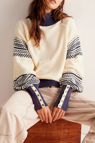 Half High Neck Long Sleeved Sweater