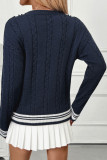 College Style V-neck Long Sleeved Sweater