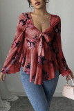 Square Neck Bow Long Sleeved Shirt