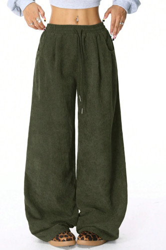 High Waisted Solid Color Wide Leg Pants