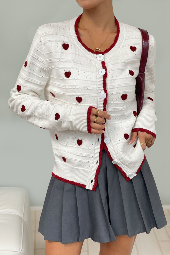 Love Printed Long Sleeved Button Cardigan Sweater