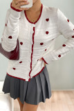 Love Printed Long Sleeved Button Cardigan Sweater