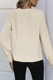 V-Neck Long Sleeved Solid Color Shirt