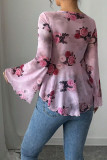 Square Neck Bow Long Sleeved Shirt