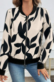 Printed Long Sleeved Zipper Cardigan Jacket