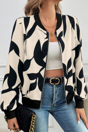 Printed Long Sleeved Zipper Cardigan Jacket