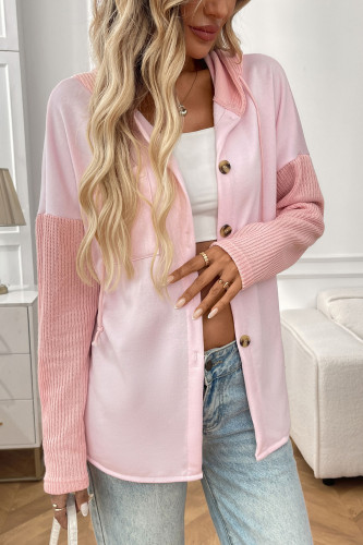 Long Sleeved Hooded Sweatshirt Buttoned Cardigan