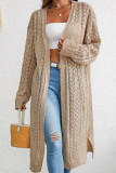 Large Size Solid Color Hollow Long Sleeved Cardigan