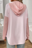 Long Sleeved Hooded Sweatshirt Buttoned Cardigan