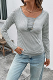 Striped Round Neck Long Sleeved T-Shirt