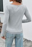 Striped Round Neck Long Sleeved T-Shirt