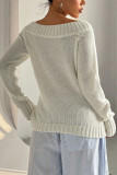 One Shoulder Solid Color Long Sleeved Sweater