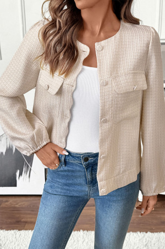 Solid Color Long Sleeved Button Cardigan Jacket
