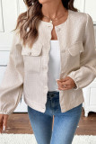 Solid Color Long Sleeved Button Cardigan Jacket