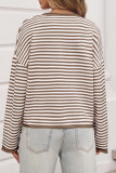 Striped Color Sweater Long Sleeve Casual Cardigan