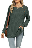 Solid Color Round Neck Long Sleeved Knitted Sweater
