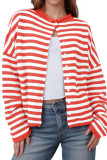 Striped Color Sweater Long Sleeve Casual Cardigan
