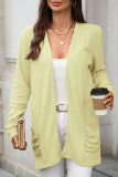 Solid Color Pocket Long Sleeved Knitted Cardigan