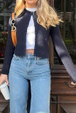 Solid Color Long Sleeved Cardigan Sweater