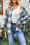 Checkered Printed Long Sleeved Button Cardigan Shirt