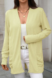 Solid Color Pocket Long Sleeved Knitted Cardigan