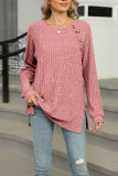Solid Color Round Neck Long Sleeved Knitted Sweater
