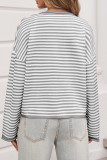 Striped Color Sweater Long Sleeve Casual Cardigan