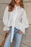 Solid Color Loose Flared Long Sleeved Shirt