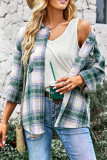 Checkered Printed Long Sleeved Button Cardigan Shirt