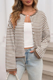 Striped Color Sweater Long Sleeve Casual Cardigan