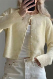 Solid Color Long Sleeved Cardigan Sweater