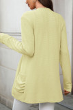 Solid Color Pocket Long Sleeved Knitted Cardigan