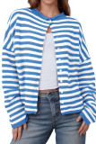 Striped Color Sweater Long Sleeve Casual Cardigan