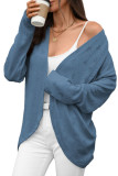Solid Color Long Sleeved Knitted Cardigan